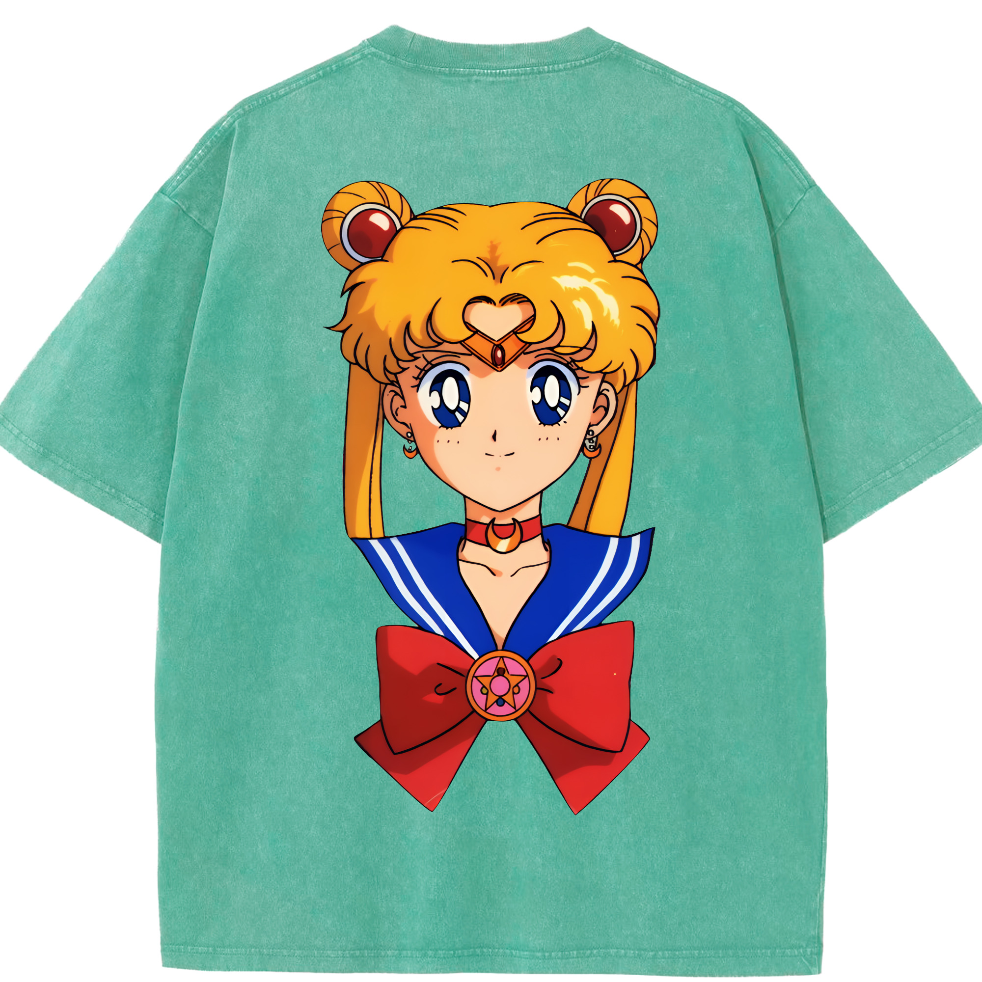 （画像用） 美少女戦士セーラームーン 月野 うさぎ つきの うさぎ Sailor Moon Tsukino Usagi 綿100% ヴィンテージ風 半袖Tシャツ（背面プリント）